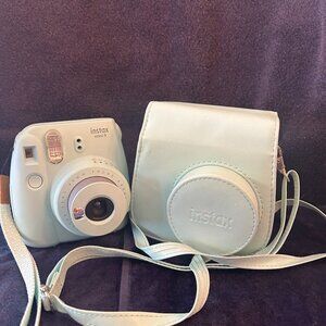 Fujifilm Instax Mini 9 Baby Blue With Carry Case, Strap TESTED WORKING!